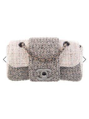 CHANEL Tweed Mini Flap Bag in Beige and Gray
